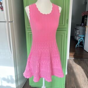 Sleeveless Pink Knit Fit-and-Flare Mini Dress. Size extra small.